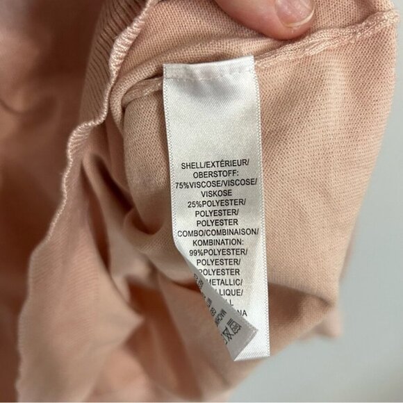 Adrianna Papell Sheer Diamond Sleeve Light Pink Scalloped Neckline Size Large - Picture 4 of 6